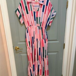 entro Pink Multi-Color Striped Maxi Dress